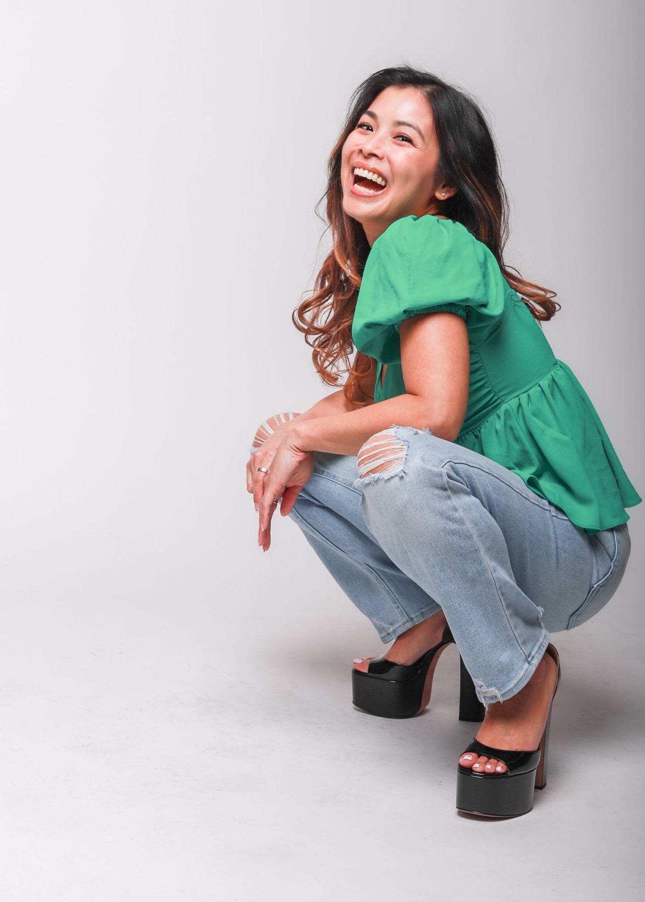 Lynn laughing during her brand session